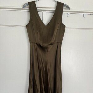 Diana Slavin 100% Silk Olive Dress